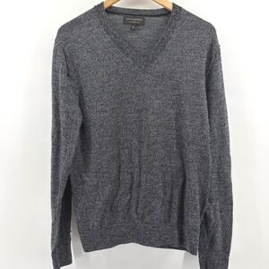 Banana Republic Mens V Neck Merino Wool Sweater Dark Heather Gray Size M